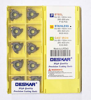 16IRM AG 60 LF6018 DESKAR (Сталь, Нержавіюча сталь) Твердосплавна пластина, фото 1