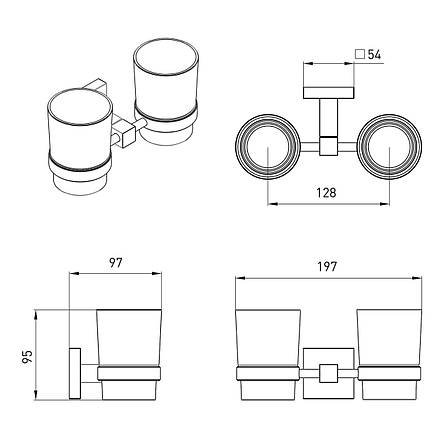 CUADRO склянка подвійна, cromo Арт. 2536.220201, фото 2