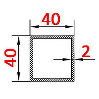 Алюминиевая труба квадратная 40х40х2 без покрытия