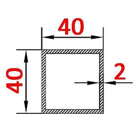 Алюмінієва труба квадратна 40х40х2 без покриття