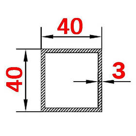 Алюмінієва труба квадратна 40х40х3 анодована