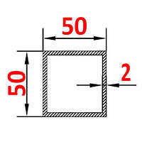 Алюминиевая труба квадратная 50х50х2 без покрытия