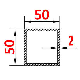 Алюмінієва труба квадратна 50х50х2 без покриття