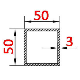 Алюмінієва труба квадратна 50х50х3 анодована