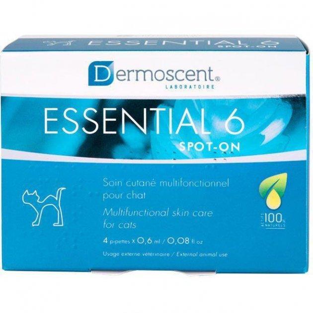 Краплі на холку Dermoscent Essential-6 spot-on для догляду за шкірою та шерстю котів (4піп.х0,6мл)