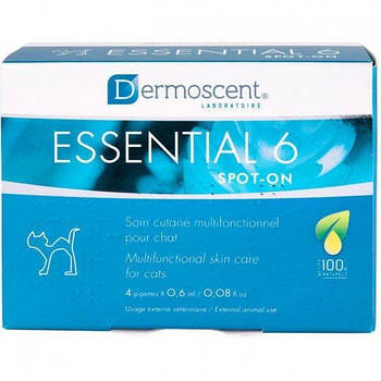 Краплі на холку Dermoscent Essential-6 spot-on для догляду за шкірою та шерстю котів (4піп.х0,6мл)