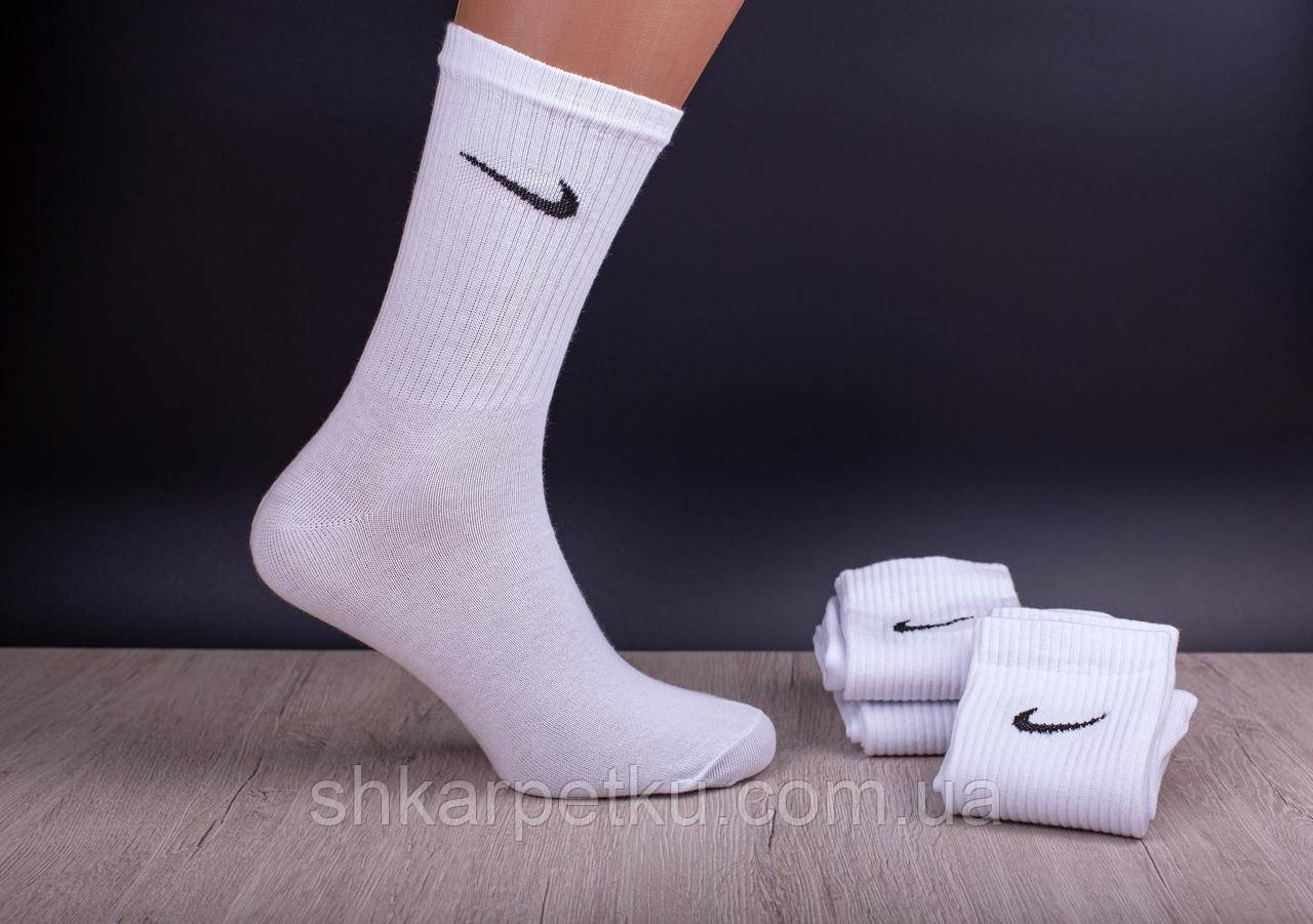 Чоловічі спортивні високі демісезонні шкарпетки, однотонні стрейчеві, бавовна. Розмір 41-44 12 пар в уп. білі, фото 1