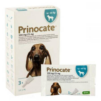 Краплі Принокат (Prinocate) для собак 1 мл 4-10 кг від бліх, кліщів, глистів KRKA (ціна за 1 піпетку)