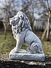 Набір садових фігур, скульптура сірого Лева на постаменті для декору саду та двору, ручної роботи, фото 3