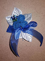 Свадебная бутоньерка "Розочки" (цвета - в ассортименте) Синий