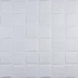 3Д Панель стінова самоклеюча 700х700х5мм самоклейка на стелю і на стіну пвх Плетіння квадрати широкі, фото 2