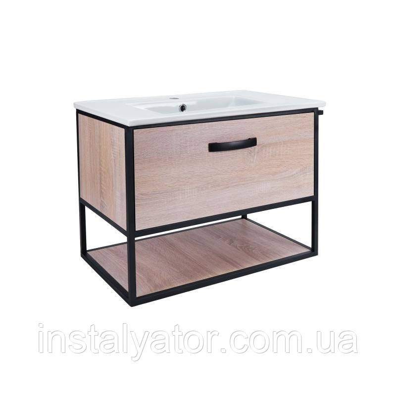 Комплект Qtap Taurus 700х580х437 Whitish oak тумба підвісна + раковина урізна QT2472TPT703WO