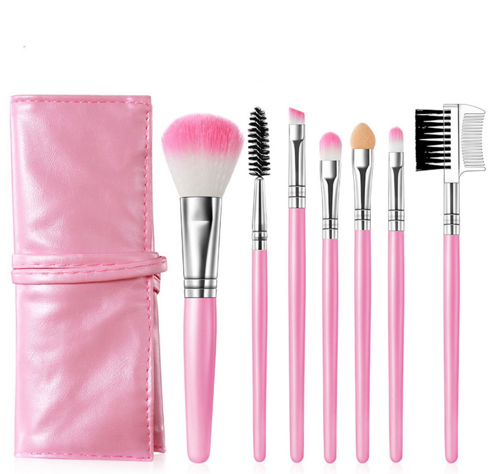 Набір пензлів для макіяжу в чохлі рожевий, фото 1