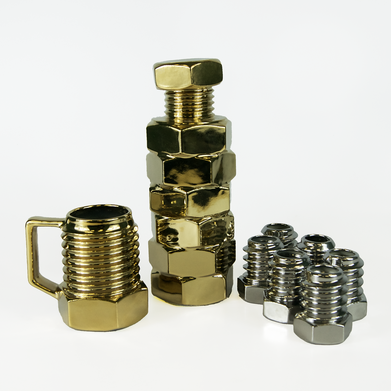 Подарунковий набір графин-штоф болт із гайками, фото 1