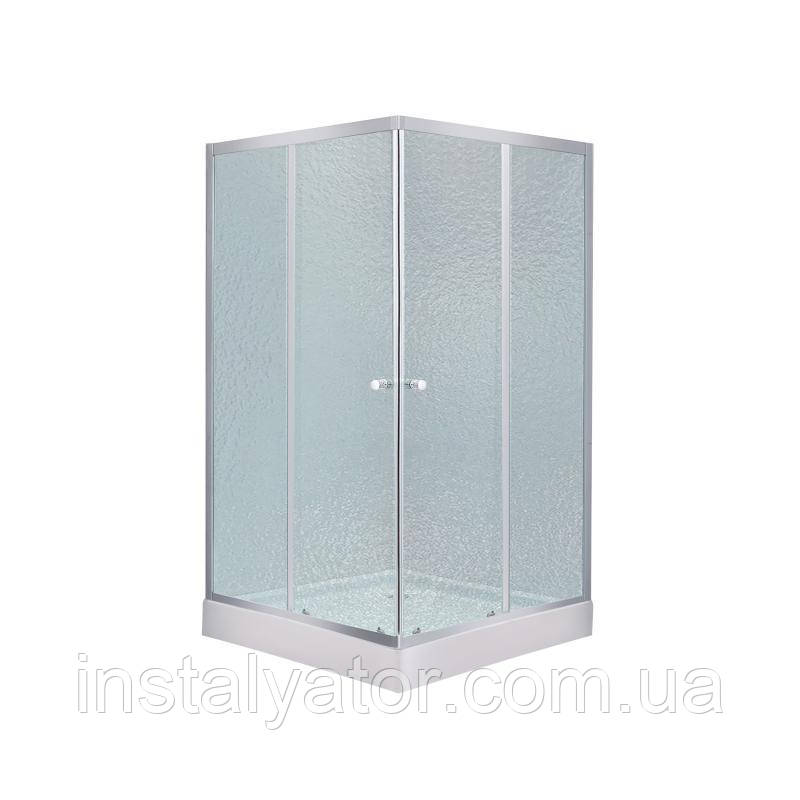 Набір Lidz душова кабіна Wawel SC80x80.SAT.LOW.FR, скло Frost 4 мм + піддон Mazur
