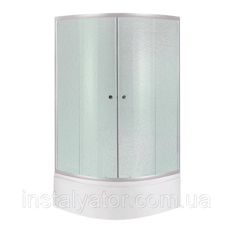 Душова кабіна Latwa SC90x90.SAT.HIGH.FR полукругла, скло Frost 4 мм + Душовий піддон KAPIELKA ST90x90x41, з
