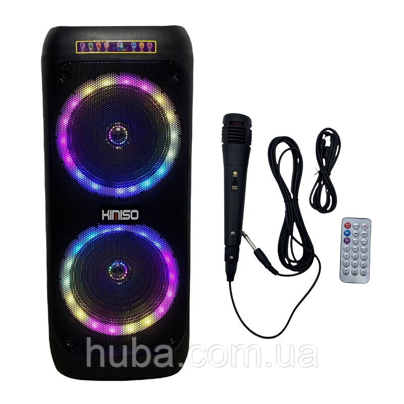 Акумуляторна Bluetooth колонка портативна, Kimiso QS-82, FM-радіо, USB, SD, провідний мікрофон, пульт ДК.