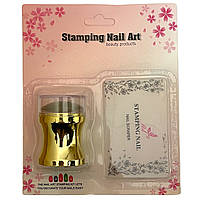 Набор для стемпинга Хром Stamping Nail Art (Штамп односторонний+скрапер), 5 см. Золото