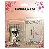 Набор для стемпинга Хром Stamping Nail Art (Штамп односторонний+скрапер), 5 см. Серебро