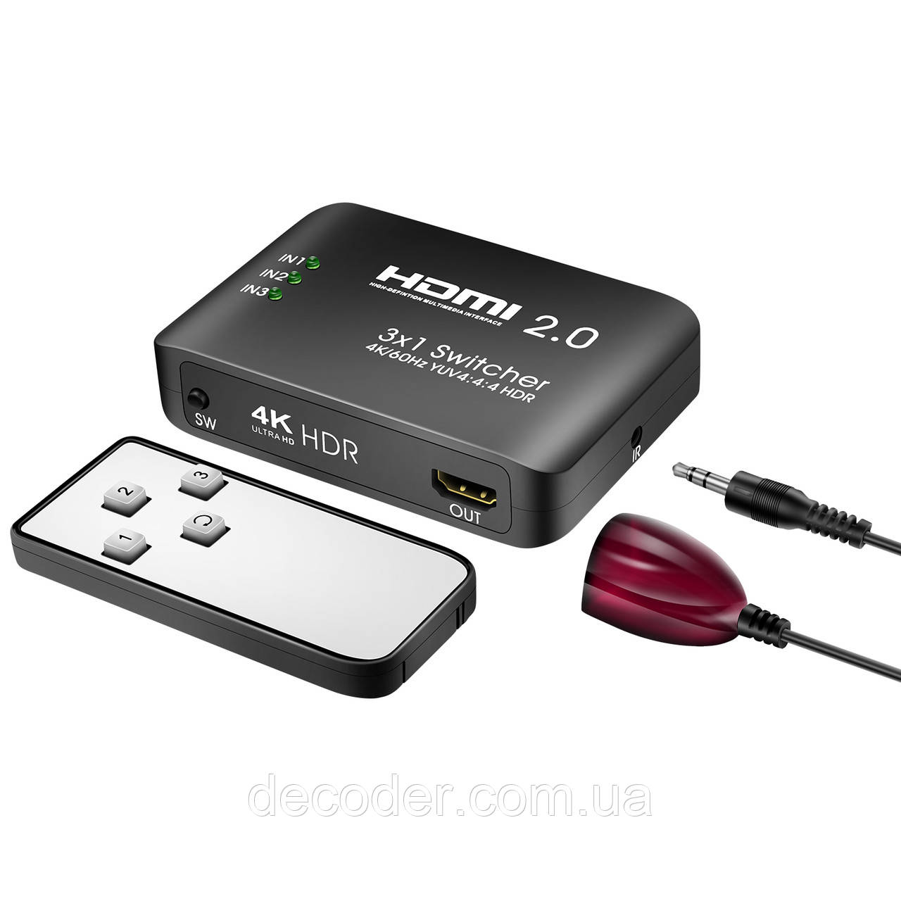 Коммутатор HDMI 2.0 4K/60Гц switch перемикач 3 на 1 свіч для PS3 PS4 ПК монітора ( Switch 4K/60Hz 3x1 ), фото 1