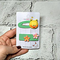 Заколки, шпильки для волосся дитячі, зажим тік-так, Котик, 2 шт