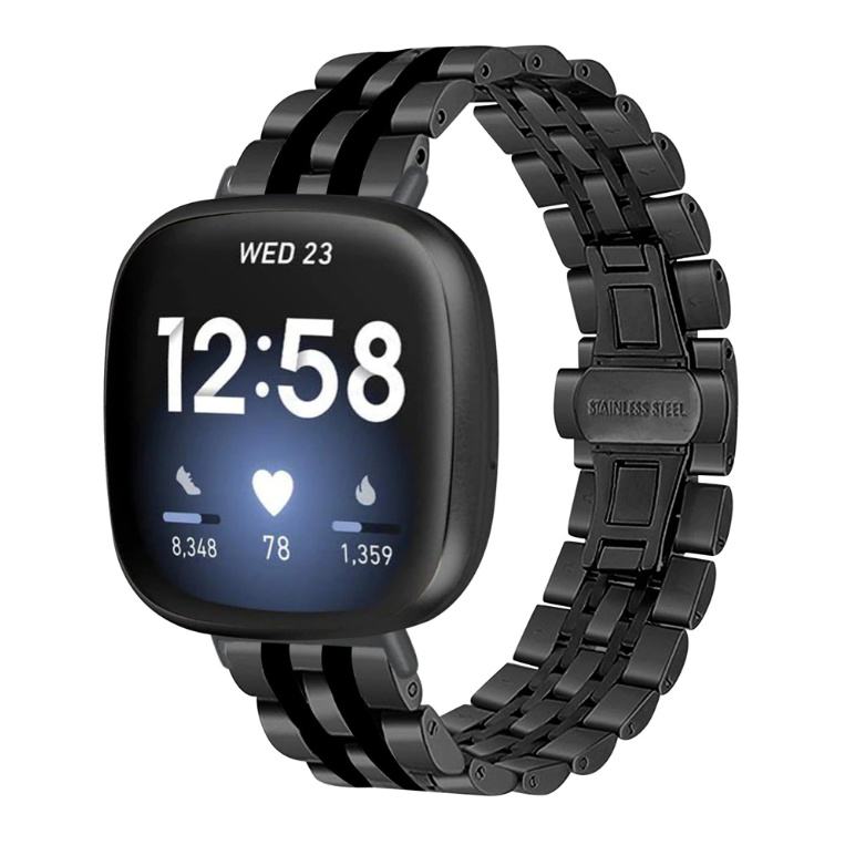 Металевий ремінець Primolux Steel Link для годинника Fitbit Versa 4 / Fitbit Sense 2 - Black, фото 1