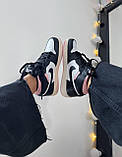 Жіночі кросівки Nike Air Jordan Retro 1 Mid Black White Pink | Найк Аір Джордан 1 Чорні, фото 6