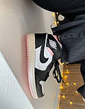 Жіночі кросівки Nike Air Jordan Retro 1 Mid Black White Pink | Найк Аір Джордан 1 Чорні, фото 7