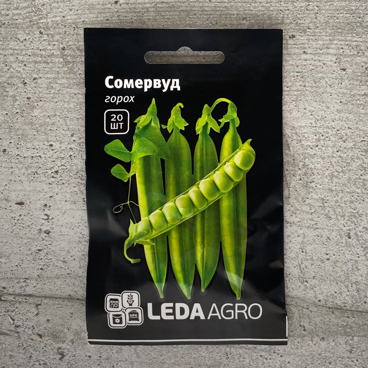Горох овочевий середньоранній Сомервуд 20 шт насіння пакетоване Leda Agro
