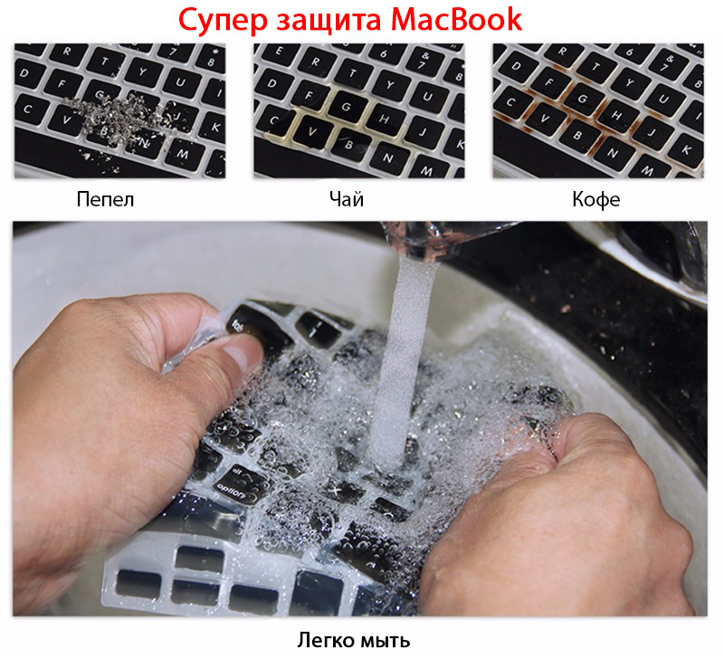 Накладка на клавиатуру с русскими буквами MacBook Pro/Air 13, 15" - фото 7 - id-p1583043458