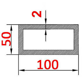 Алюмінієва труба прямокутна 100х50х2 без покриття