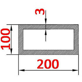 Алюмінієва труба прямокутна 200х100х3 без покриття