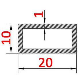 Алюмінієва труба прямокутна 20х10х1 без покриття
