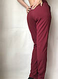 Літні жіночі штани на гумці Класичні жіночі штани зі шнурком Штани прямі медові бордові, фото 3