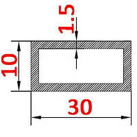 Алюминиевая труба прямоугольная 30х10х1.5 без покрытия
