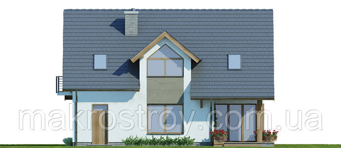 MS140. Мансардний будинок із вбудованим гаражем і комбінованим фасадом, фото 1