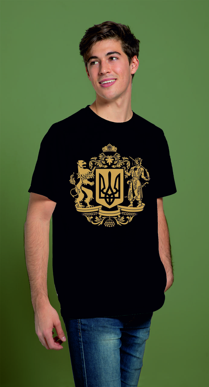 Модна чоловіча патріотична футболка з тризубом, українська футболка з тризубом