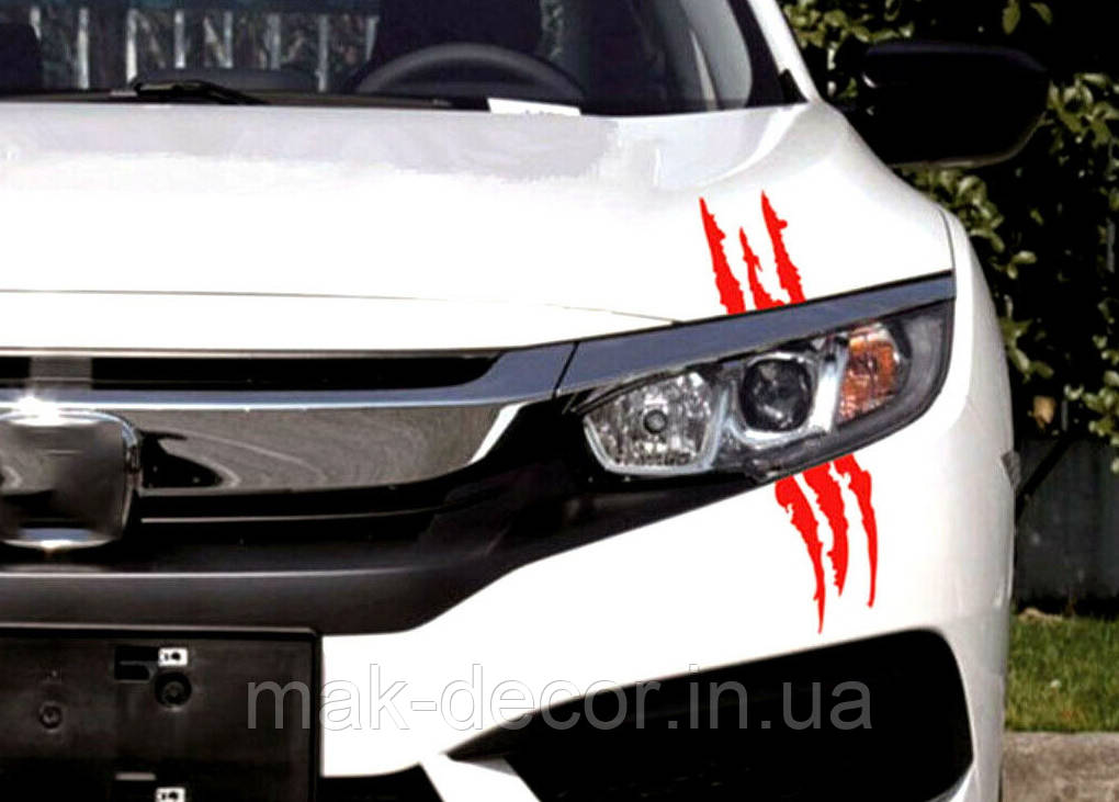 Вінілові наклейки на авто " Царапини на фару "  12х40 см на дві сторони