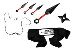 Набір аніме NARUTO 8в1 з кільцем Ітачі Учиха Пурпуровий птах Набор Наруто повязка  кунаи  кольцьцо