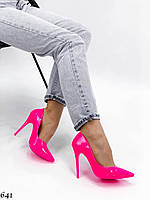 Туфли лодочки женские на каблуке розовые лаковые 36 37 38 39 40