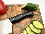 Кухонний топірець (сікач) ручної роботи 65Х13 з чорною рукояткою, фото 3