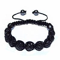 Браслет Shamballa "Черный тюльпан" с черными хрустальными стразами