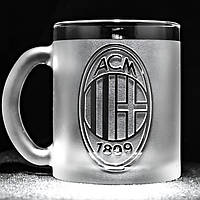 Кружка для чаю та кави з гравіюванням лого футбольного клубу ФК Мілан FC Milan SandDecor
