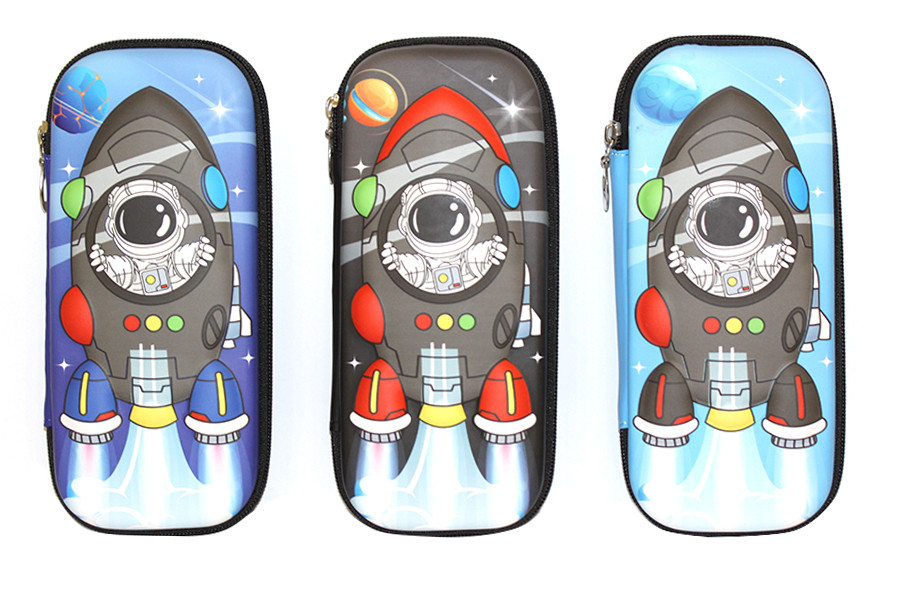 Пенал-косметичка ООПТ для хлопчика на 1 відділення з 1 відворотом, Ракета, EVA мікс кольорів