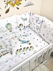 Набір бортиків в дитячу ліжечко 12 подушок і простирадло на гумці / захист на 4 сторони в дитяче ліжечко, фото 4