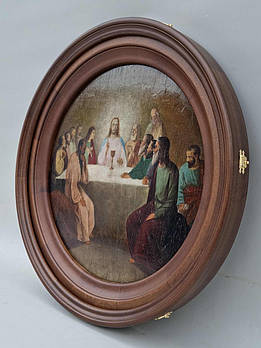 Круглий кіот з внутрішньою дерев'яною рамою для ікони Таємна Вечеря