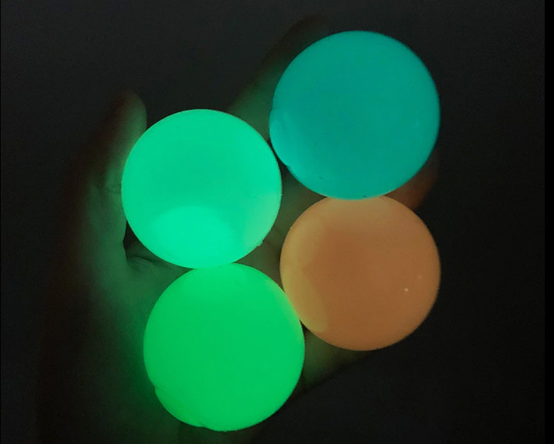 Липкі кульки, що світяться Globbles RESTEQ 4 шт. Липкі кулі Globbles. Світиться кульки. Іграшка-антистрес 6.5 см