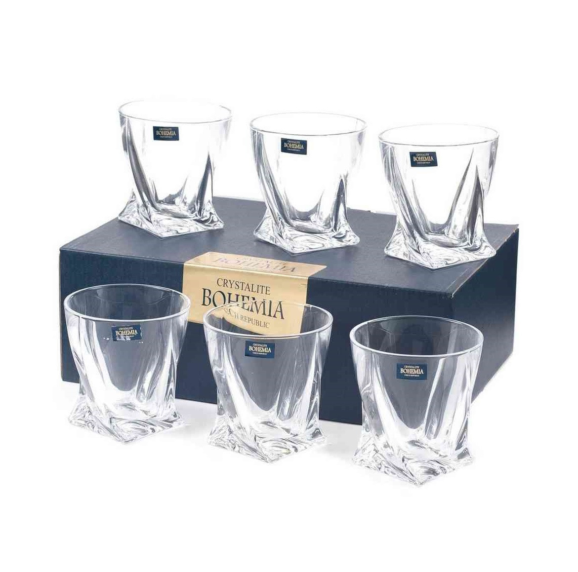 Набір склянок низьких Bohemia Quadro 6 штук 340 мл d9,2 см h9,6 см кришталеве скло (20936/99А44/340), фото 1