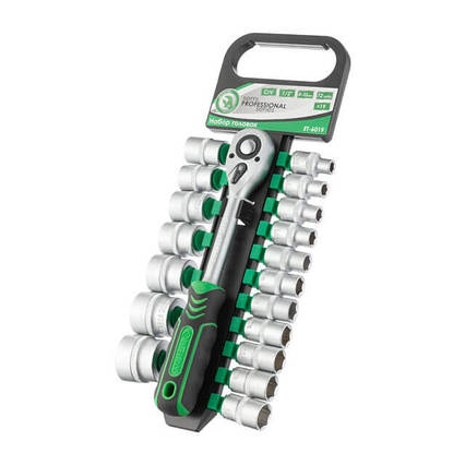 Набір головок 1/2", 8-32 мм, ручка з храповим механізмом, 19 од. INTERTOOL ET-6019