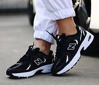 Женские - подростковые кроссовки New Balance 530 Black White нью беланс 530 черные с белым